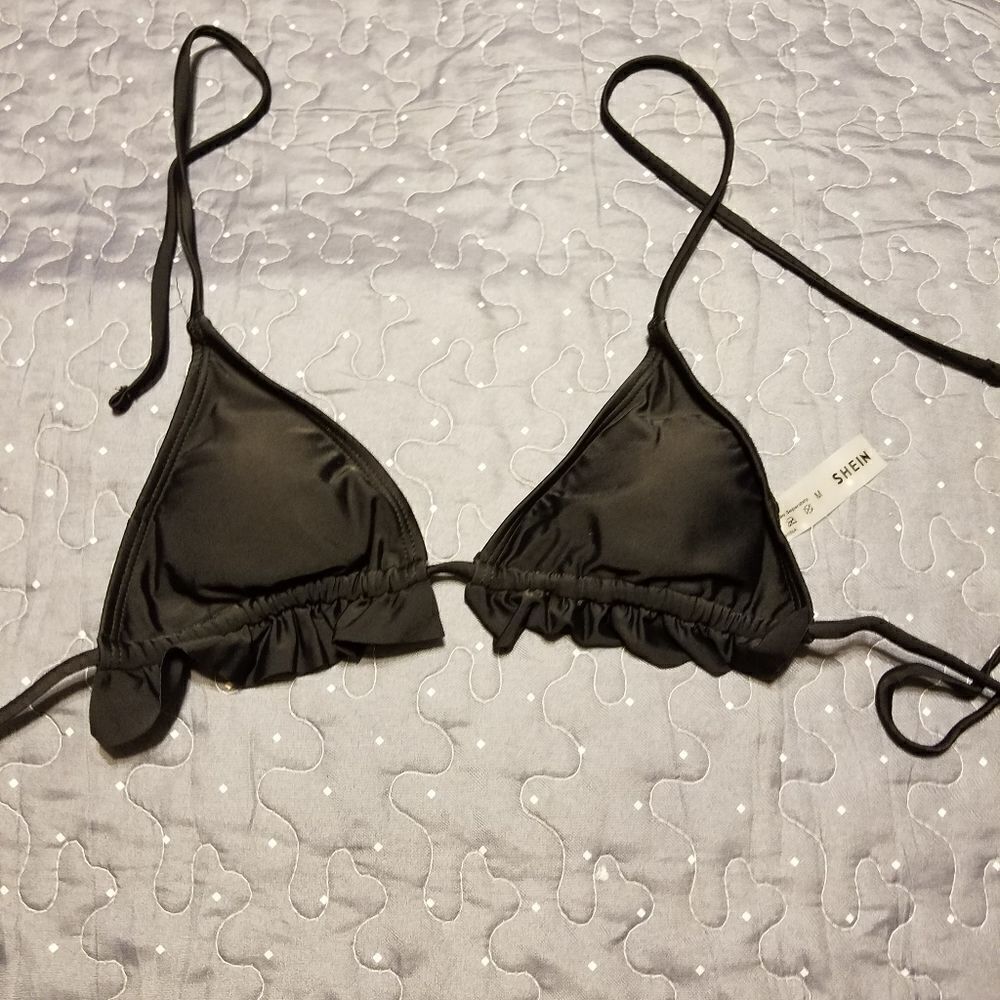 SHEIN black triangle bikini top size medium